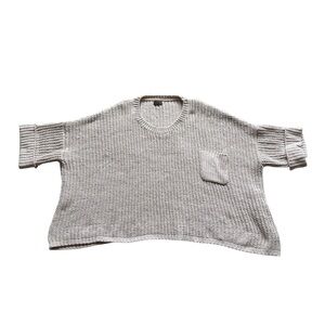 POL Oversized Chunky Knit Sweater Boho Slouchy Dolman Sleeve Pocket Beige L